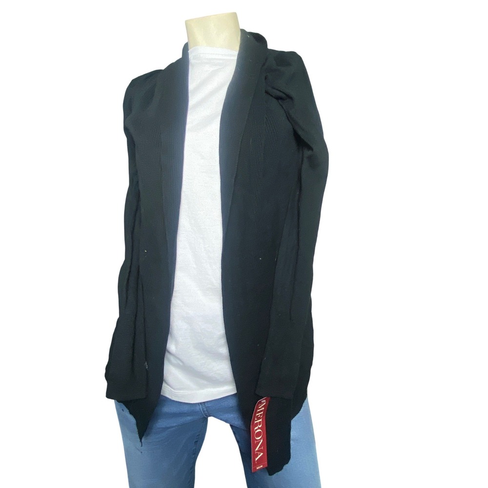 Merona Womens Black Ribbed Open Front Cardigan Sweater Size Smallโ Soft Knit